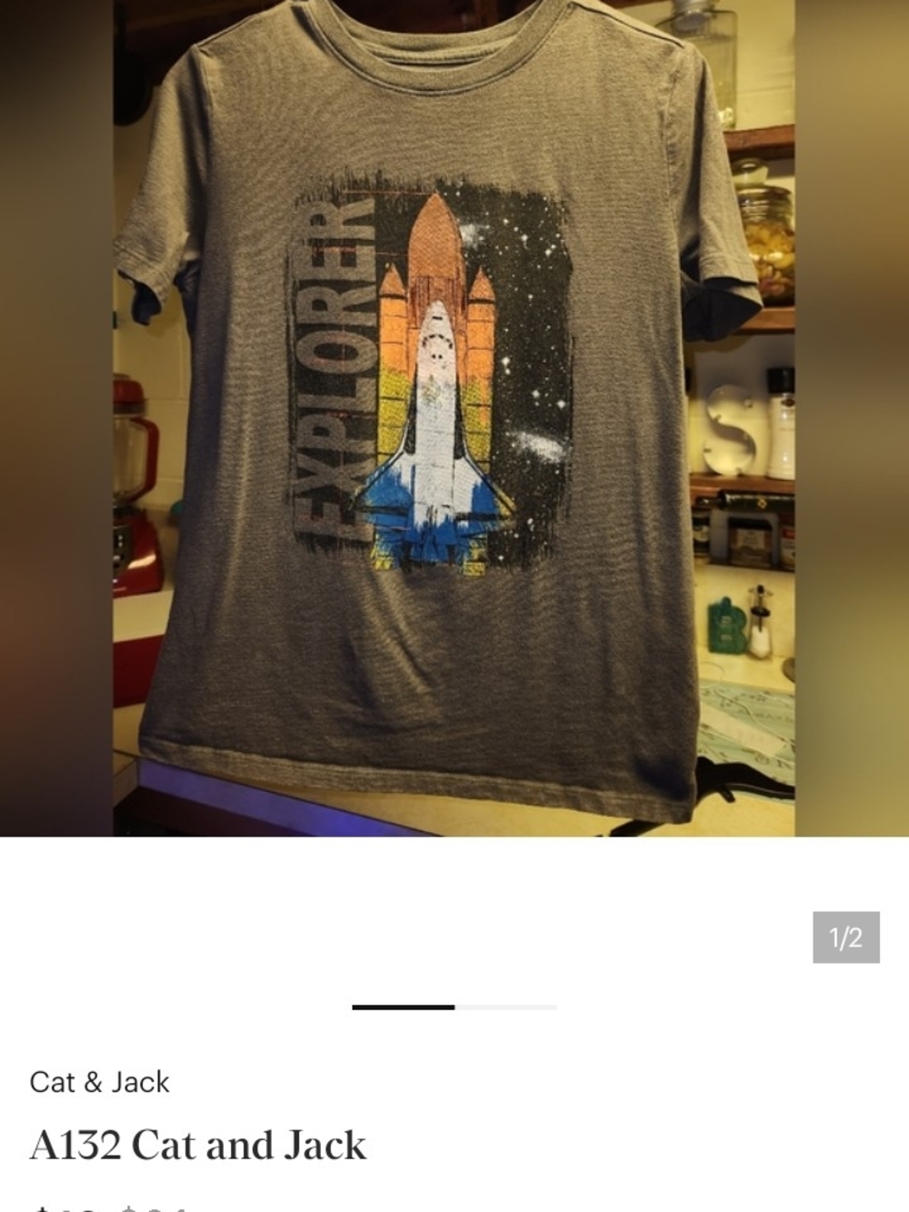 Cat & Jack Gray Rocket 'Explorer' Tee with Rainbow Detail